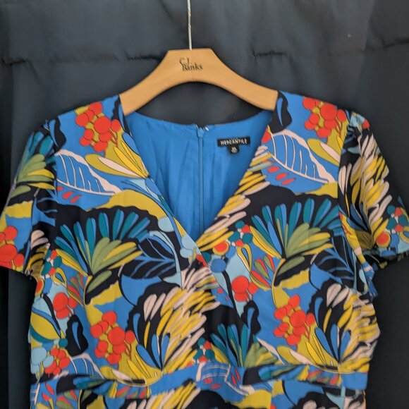 J.Crew Mercantile Women’s Blue Floral V Neck Wrap Front Mini Dress Size 16 - Picture 9 of 9